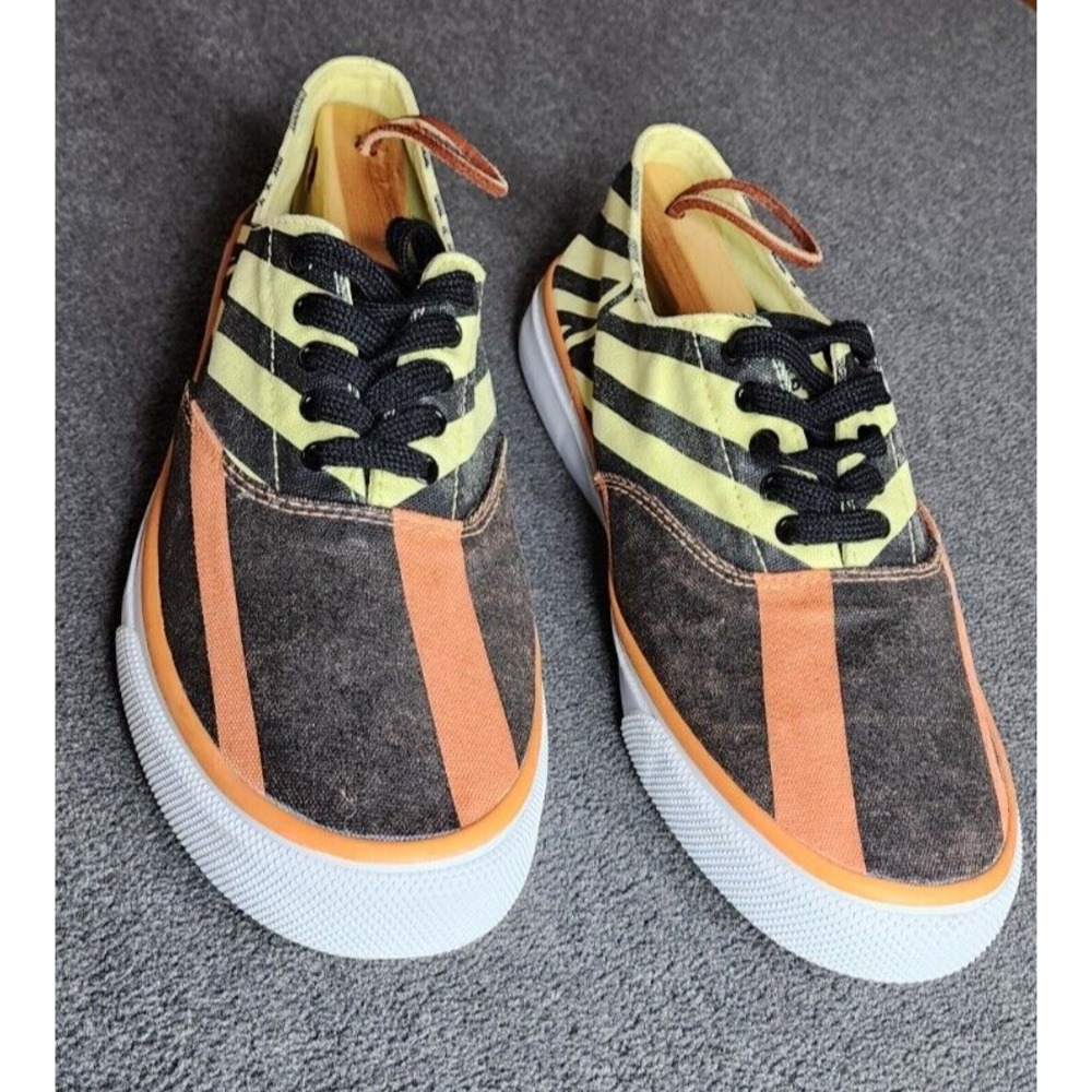 New Mens‎ SPERRY Black/Orange/Yellow Canvas Sneakers  S9